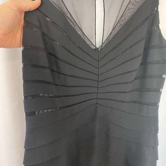 Chetta B Sherrie Bloom Peter Noviello 100% Silk Black Designer Tiered Dress Wome - Picture 12 of 16